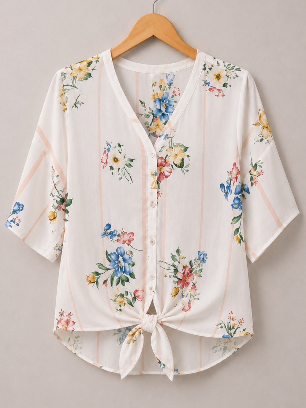 ⭐️Clearance | Daytrip Floral Tie Front Blouse White Sheer Boho Top XS Boho Y2K